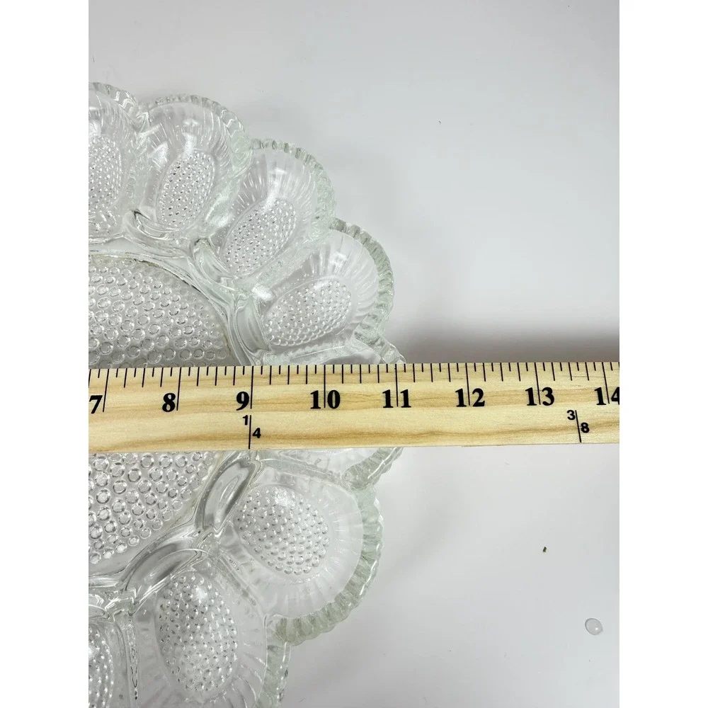Vintage Indiana Glass Deviled Egg Plate Clear Hobnail Thousand Eyes 15 Egg 11